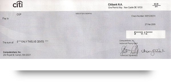 Citi Check 12 Cents